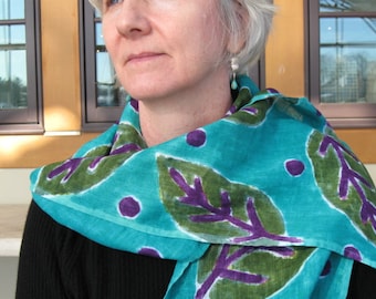Hand Painted Linen Scarf, Linen Scarf, Hand Painted Scarf, Hand dyed Scarf