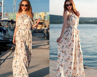 Maxi Women Dress / Long Dress / Ruffle Dress / Summer Dress / Floral Dress / Dress Whit Belt / Womens Dresses / Cotton Dress / Fashionable D