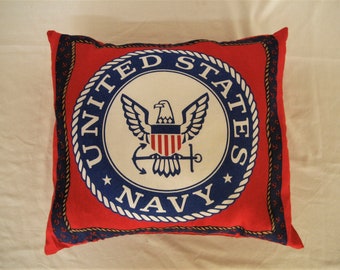 USN United States Navy Military Emblem Handmade Pillow