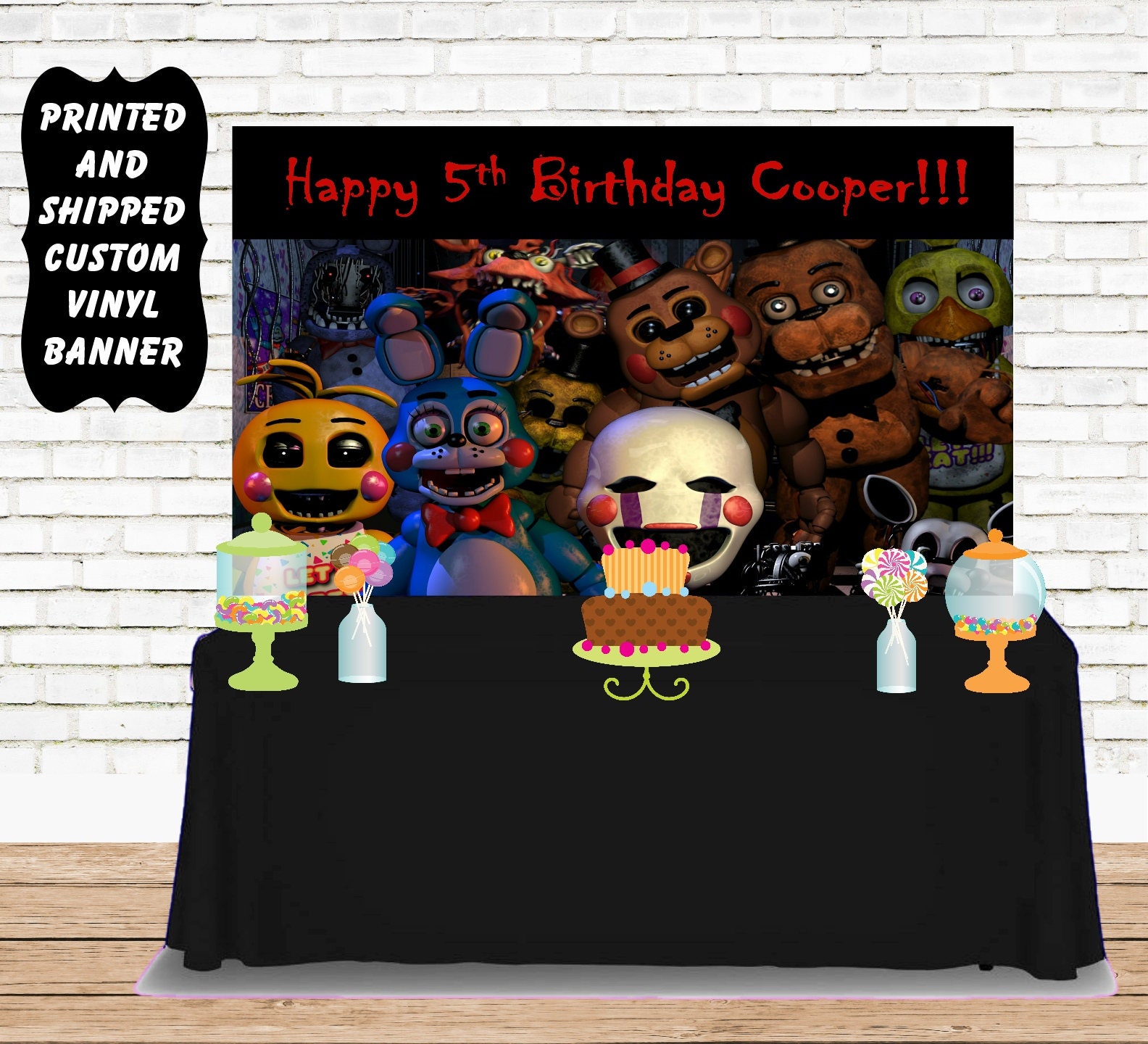 Five Nights at Freddy's Birthday Vinyl Banner