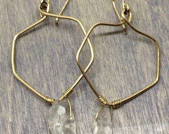 14k gold filled earrings with quartz