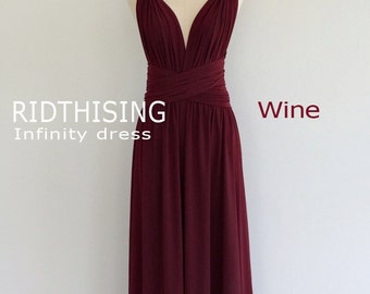 Maxi Wine Infinity Dress Bridesmaid Dress Prom Dress Convertible Dress Wrap Dress