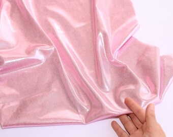 SWIMWEAR Fabric. Pink Mistique Foil Swimwear Fabric. Lycra Spandex Fabric.