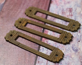 1 Vintage Art Deco Aged Metal Label Holder
