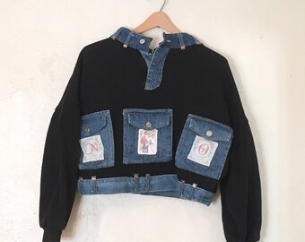 80's Jeans Pocket Sweatshirt Size M-L