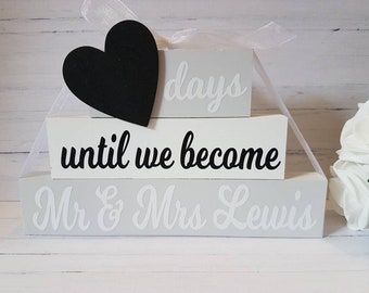 Personalised Wedding Countdown - Countdown Blocks - Engagement Gift - Gift For Engagement - Countdown To Wedding - Days Until Mr and Mrs
