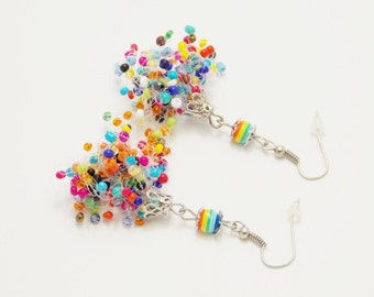 Funny gift colorful earrings lesbian earrings rainbow earrings funny earrings gay parade lgbt earrings beadwoven earrings whimsical earrings