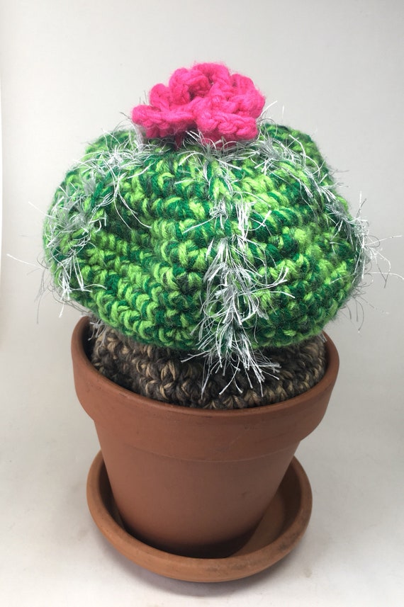 Hand crocheted cactus soft sculpture