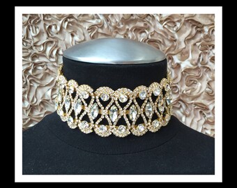 Gold Vintage Rhinestone Choker #C101