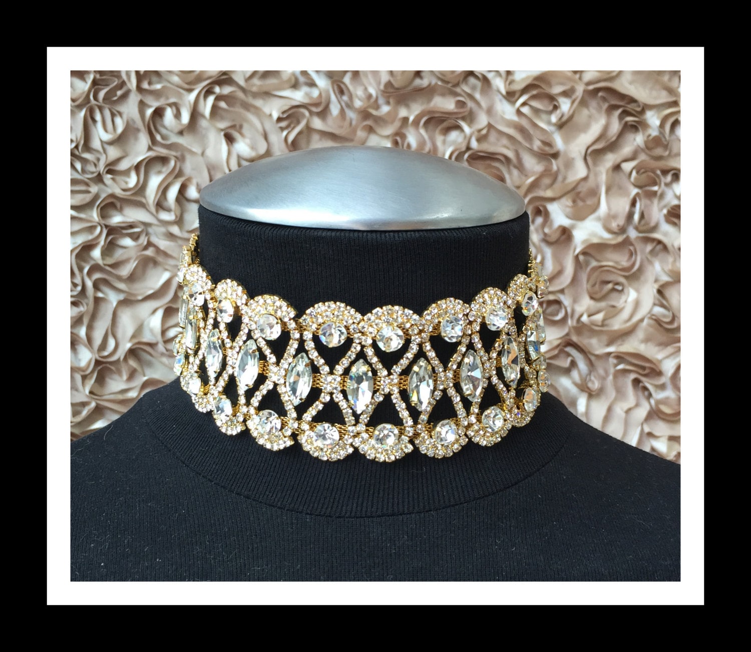 Gold Vintage Rhinestone Choker C101