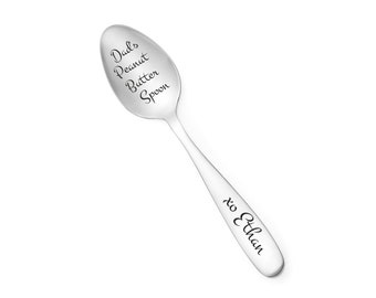 Peanut butter spoon Custom name Engraved spoons Silver plate spoons Engraving spoon Personalized spoon Fathers Day Gift For Dad From Son