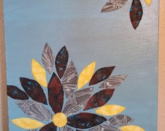 Blue Burst- Floral Fabric and Canvas Wall Art