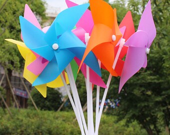 50pcs/lot 100pcs/lot Carnival Pinwheels Templates DIY Four leaves windmill solid color shooting activitie decorative windmill children's toy