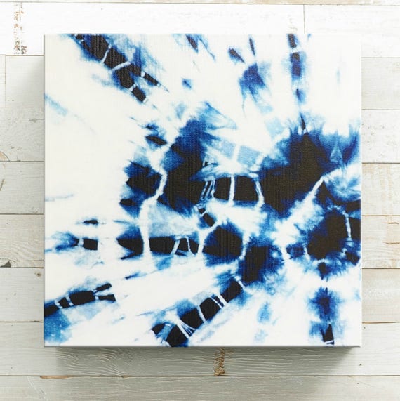 Japanese Shibori Canvas Wall Art Indigo Shibori Print