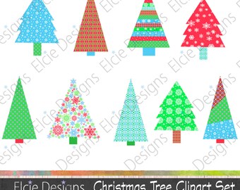 Christmas Tree Clipart Set - Instant Download