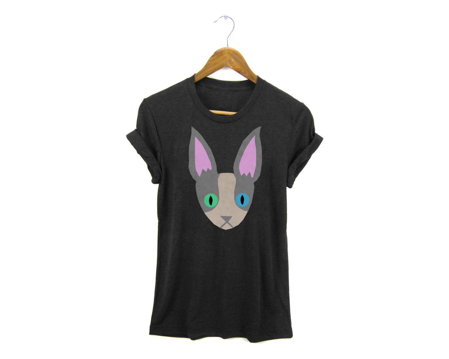 Geo Sphynx Cat Tee Boyfriend Fit Crew Neck Tshirt with