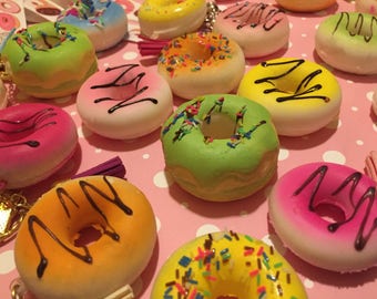 Donut kawaii squishy keychain lanyard fob cute little girl squishies small discoloration ( please read description)