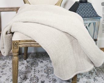 Linen blanket-baby blanket-linen throw blanket-linen throw-waffle linen bed throw-beach blanket-king size blanket-linen baby blanket