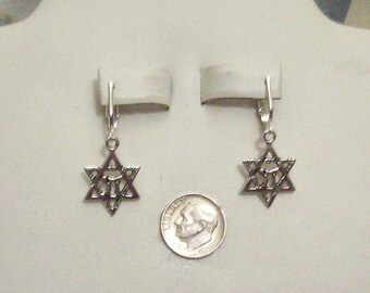 Tibet Silver Star of David Clip on or Pierced Earrings