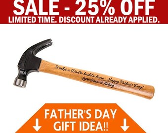 Father's Day Hammer, Engraved Hammer for Dad, Daddy Hammer, Gift for Dad, Best Dad Gift, Fathers Gift Idea, Gift for Pop, Pops Hammer