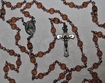 Frosted Glass Peach Rosary