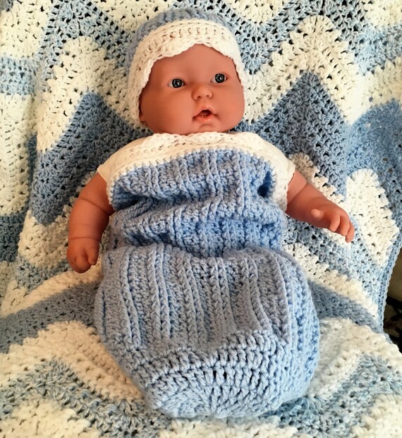 Baby Crochet Gift Set Snuggle Swaddle Cuddle Cocoon Sack