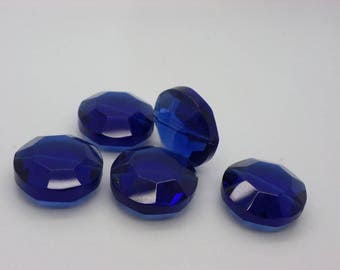 5 glass style round 22 mm a Periwinkle Blue faceted Crystal beads