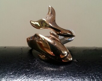 gold dolphin porpous surf wrap around ring