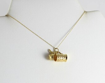 14k Yellow Gold Beer Stein Pendant or Charm