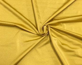 Gold Lycra Shiny Milliskin Nylon Spandex Fabric 4 Way Stretch 58" wide Sold By The Yard