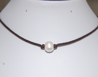 Pearl Choker,Genuine Freshwater Pearl,Pearl Necklace,Choker Necklace,Girl,Chic,Woman,Leather Cord Necklace,Pearl Chocker Necklace,Gift