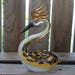 Blown Glass Swan Vintage Orange and Black Glass Swan Figurine Ornate Blown Glass Decor Art Glass Decor Dotted Blown Glass Animal Swan Decor