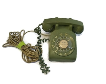 Vintage Green Rotary Telephone, Bell System by Western Electric Dial Phone, Old rotary phone, Vintage phone, Retro phone