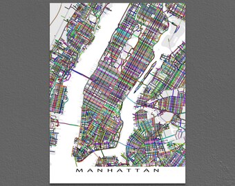 Manhattan Art Print, New York City Map, Manhattan Map, NYC, Central Park