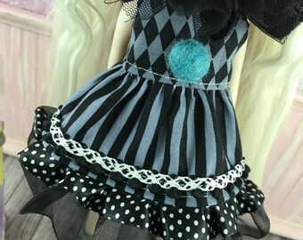 Blythe Dress - Black and Grey Harlequin