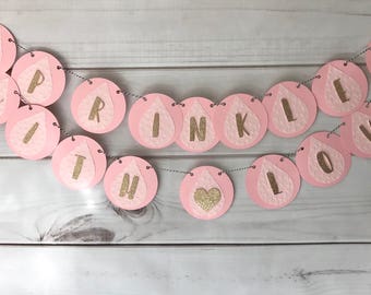 Sprinkled With Love Banner; Pink and gold; Baby Sprinkle Banner; Second Baby Shower; Baby Shower Decorations; Raindrop Baby Shower Garland