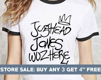 Jughead Jones Wuz Here shirts. tumblr quote funny tshirts tumblr grunge graphic tshirts ringer tee ringer tshirts women shirts riverdale