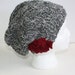 The Slouchy Hat. Marled Gray with Knitted Flower Pin Embellishment