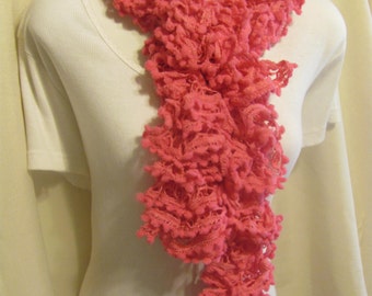 Hand Knitted Bright Pink Scarf with bobbles