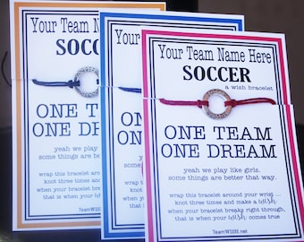 12 Girl's Soccer Wish Bracelets ... Dunkin - Pick Your Color ... Great for Team Gifts, Team Spirit, and More!