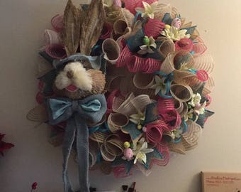 Peter Rabbit Easter Wreath, Sisal Rabbit