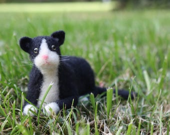 Needle Felted Tuxedo Cat