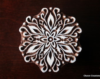 Pottery Stamps, Indian Wood Stamp, Textile Stamp, Wood Blocks, Tjaps, Printing Stamp- Round Floral Mandala