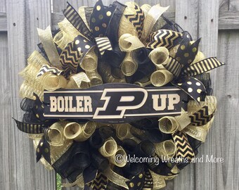 Purdue Boilermakers Wreath, Purdue Deco Mesh Wreath, Purdue Decor