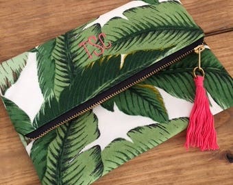 Banana Palm Leaf Clutch - Custom Palm Leaf Clutch - Personalized Gift - Bridesmaid Gift - Greenery Clutch - Gift for her - Gift under 30