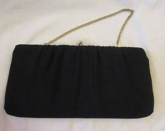1950s Harry Levine Black Grosgrain Purse