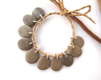 Rock Beads Small Mediterranean Natural Stone River Stone Jewelry Supplies Pairs BEIGE CHARMS 14-16 mm