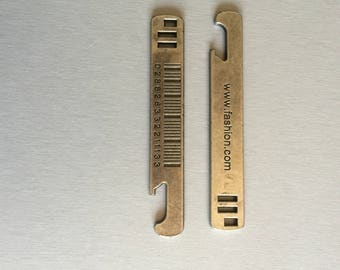 silver metal bar code rule
