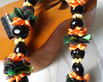 Hawaiian KuKui Nut Lei Orange and Black