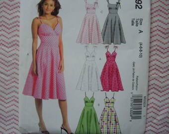 McCalls sewing pattern 5292 misses dresses UNCUT size 4-6-8-10